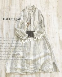 HALLELUJAH／1890's Bourgeron　1890年代　羊飼いシャツワンピース・off white stripe