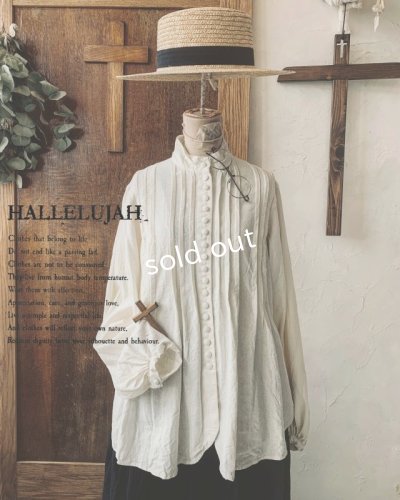 画像1: HALLELUJAH／Chemisier à plis d'époque プリーツシャツ・off white