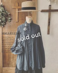 HALLELUJAH／Chemisier à plis d'époque プリーツシャツ・navy