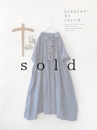 MARCHE' DE SOEUR／フローフリルワンピース・遠州織ブルー
