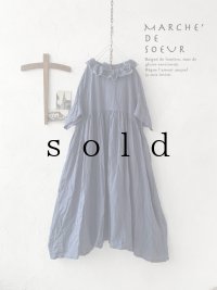 MARCHE' DE SOEUR／ラッフル襟ワンピース・遠州織ブルー