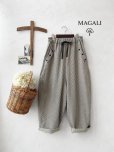 画像1: MAGALI /ヒッコリーフラップパンツ・キナリ×黒ストライプ (1)