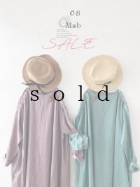 【半額SALE】08mab/ショルダーボタンワンピース・ペールグリーン