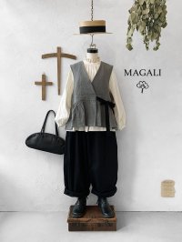 MAGALI /リネンウール カシュクールジレ・アッシュグレー