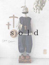 seasew.／コットンパイルフレアベスト・ブラック