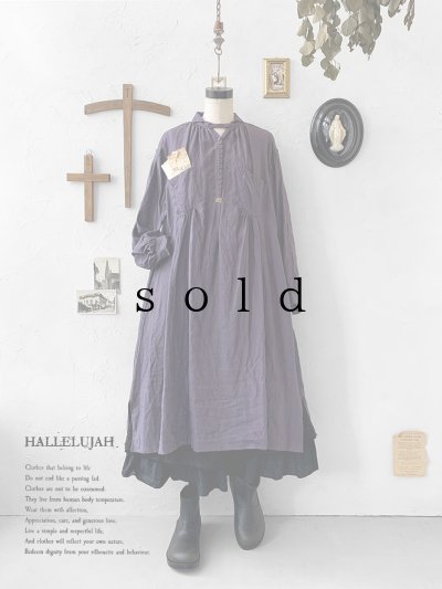 画像1: HALLELUJAH／1890's Bourgeron 羊飼いシャツワンピース・purple