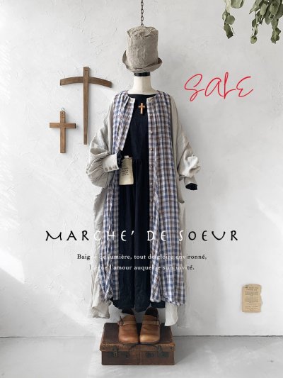 画像1: 【30%OFF SALE】MARCHE' DE SOEUR／ワンピース・ブルーチェック×グレー