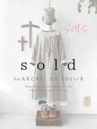 【30%OFF SALE】MARCHE' DE SOEUR／バテンレースのワンピース・若草ベージュ