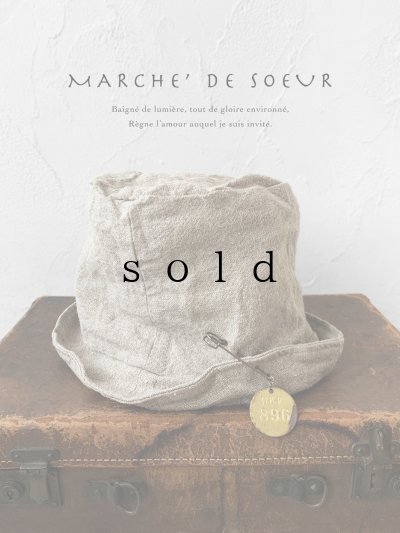 画像1: MARCHE' DE SOEUR／ヴィンテージタグ付きリトアニアリネンハット