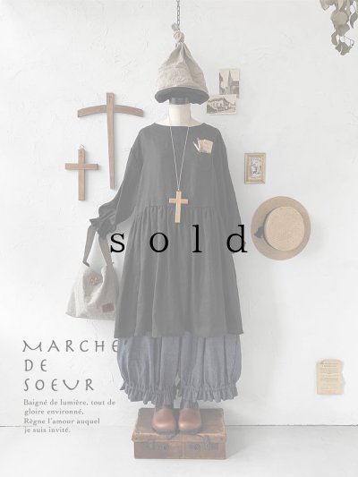 画像1: MARCHE' DE SOEUR／ギャザーチュニック・黒