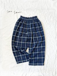 seasew.／起毛メランジタックパンツ・ネイビーチェック