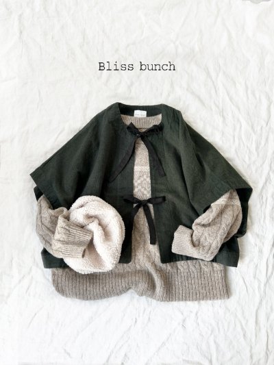 画像1: Bliss Bunch/リボンのボレロ・モスグリーン