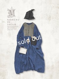 MARCHE' DE SOEUR/ターシャの種蒔ポケットワンピース・インディゴ×ハーブ