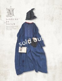 MARCHE' DE SOEUR/ターシャの種蒔ポケットワンピース・インディゴ×プチペイズリー