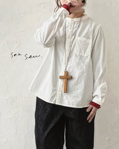 画像1: seasew.／バンドカラーシャツ・オフ