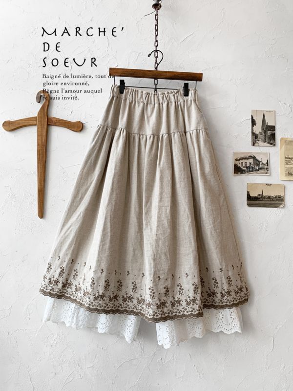 刺繍スカート - ひざ丈スカート